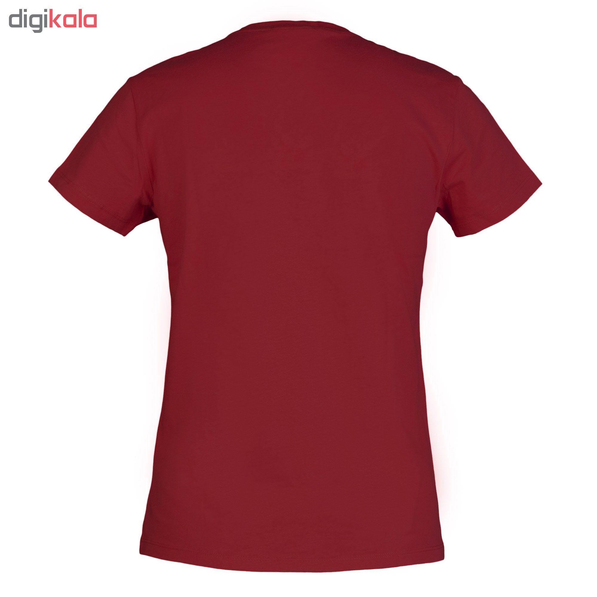 تي شرت زنانه سیاوود مدل V-BASIC کد 6100400-R0211 رنگ زرشکي
