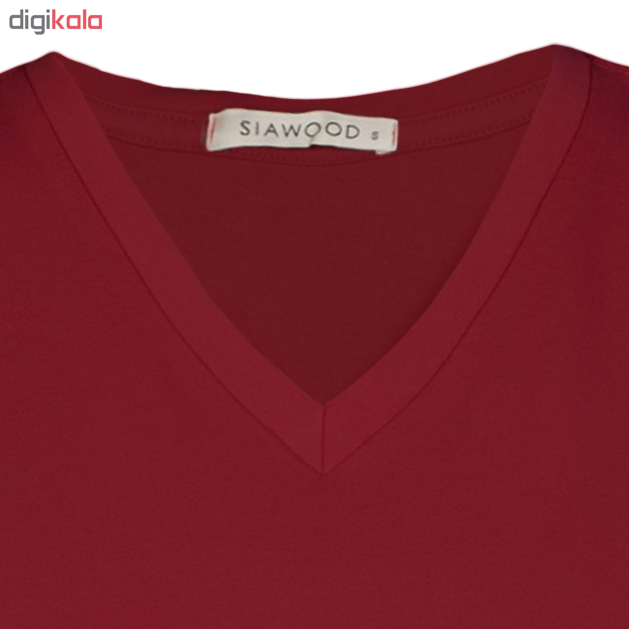 تي شرت زنانه سیاوود مدل V-BASIC کد 6100400-R0211 رنگ زرشکي