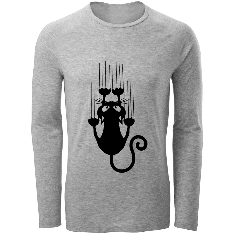تی شرت آستین بلند مردانه طرح چنگ گربه کد F74