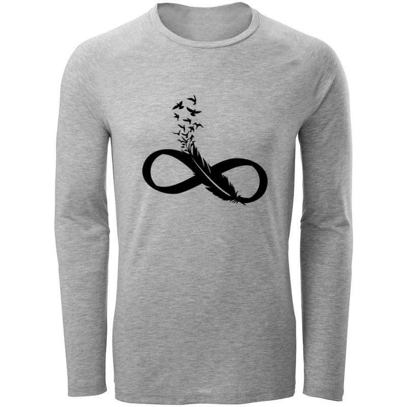 تی شرت آستین بلند مردانه طرح پر بینهایت کد F75