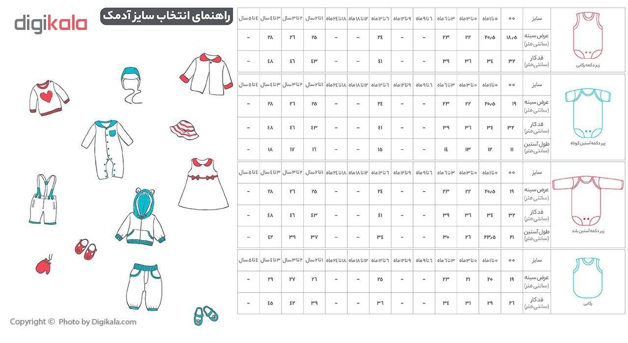 ست 3 تکه لباس نوزادی آدمک طرح راه راه کد 12 رنگ طوسی -  - 3