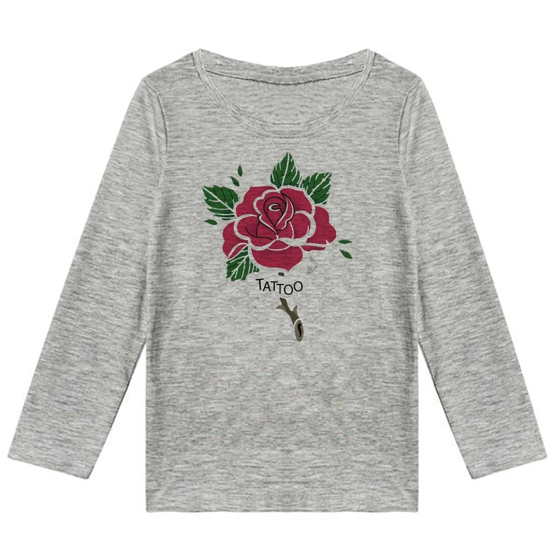 تیشرت آستین بلند دخترانه طرح گل رز کد K94