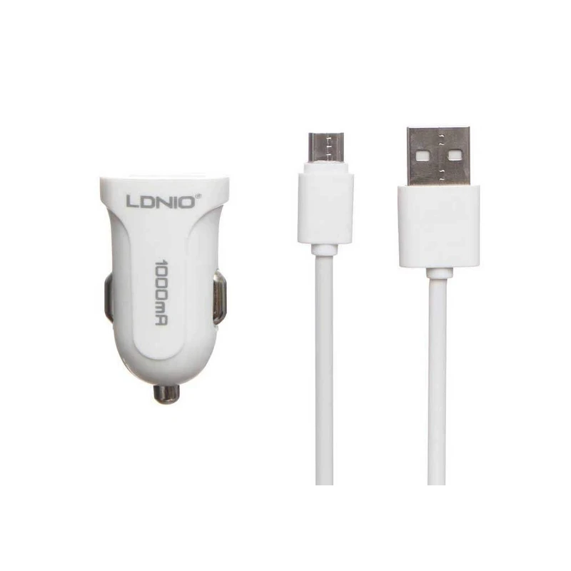 شارژر فندکی الدینیو مدل DL-C17 به همراه کابل تبدیل microUSB