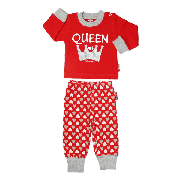 ست تی شرت و شلوار دخترانه آدمک مدل Queen رنگ قرمز