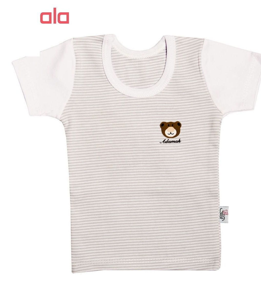 ست تی شرت و شلوار نوزادی آدمک طرح راه راه رنگ طوسی -  - 3