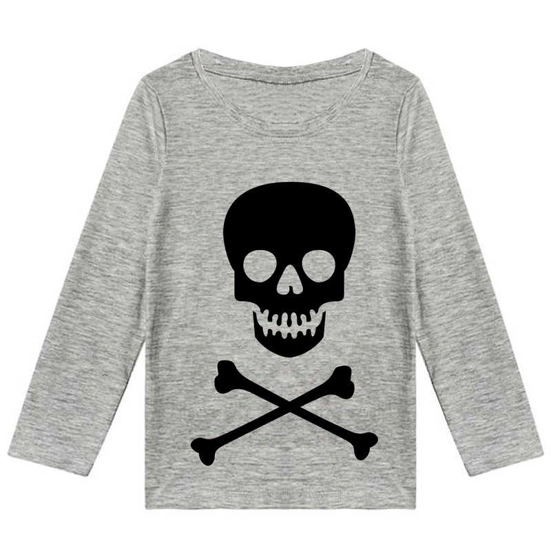 تیشرت آستین بلند پسرانه طرح اسکلت کد K61