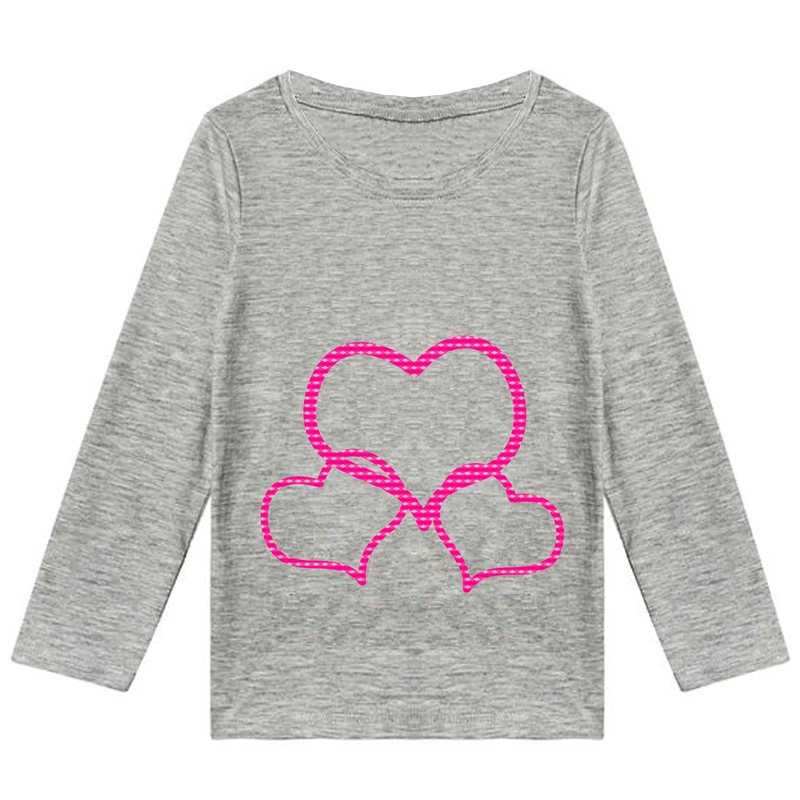 تیشرت آستین بلند دخترانه طرح قلب کد K83