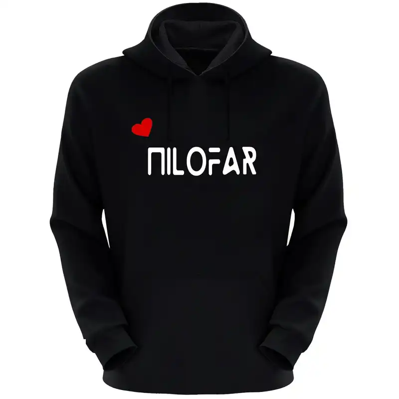 هودی زنانه طرح نیلوفر کد F162 رنگ مشکی