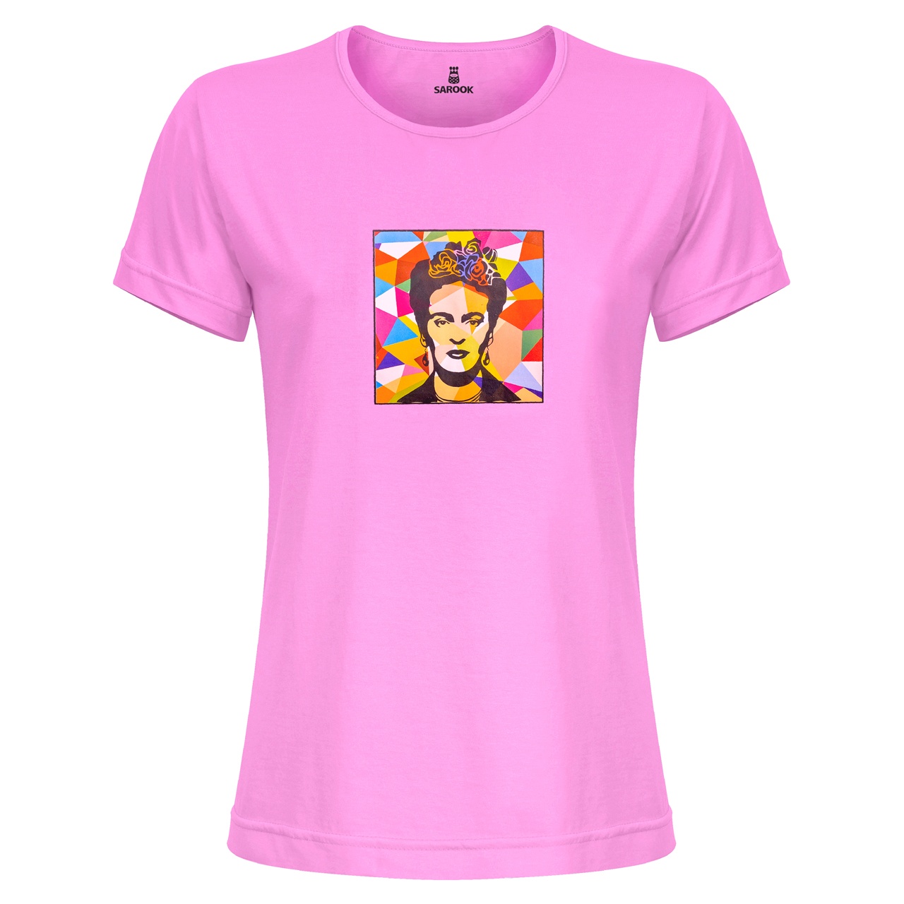 تی شرت زنانه ساروک مدل TZYUYRCH-Frida Kahlo 03 رنگ صورتی