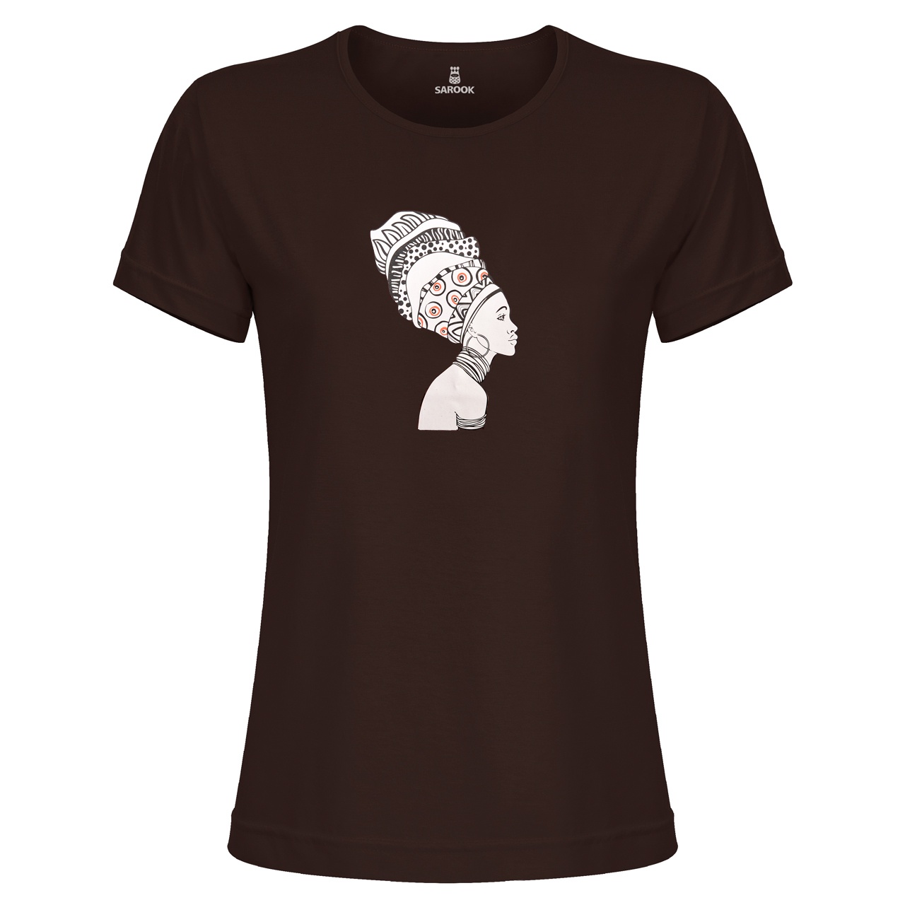 تی شرت زنانه ساروک مدل TZYUYRCH- African 03 رنگ قهوه ای