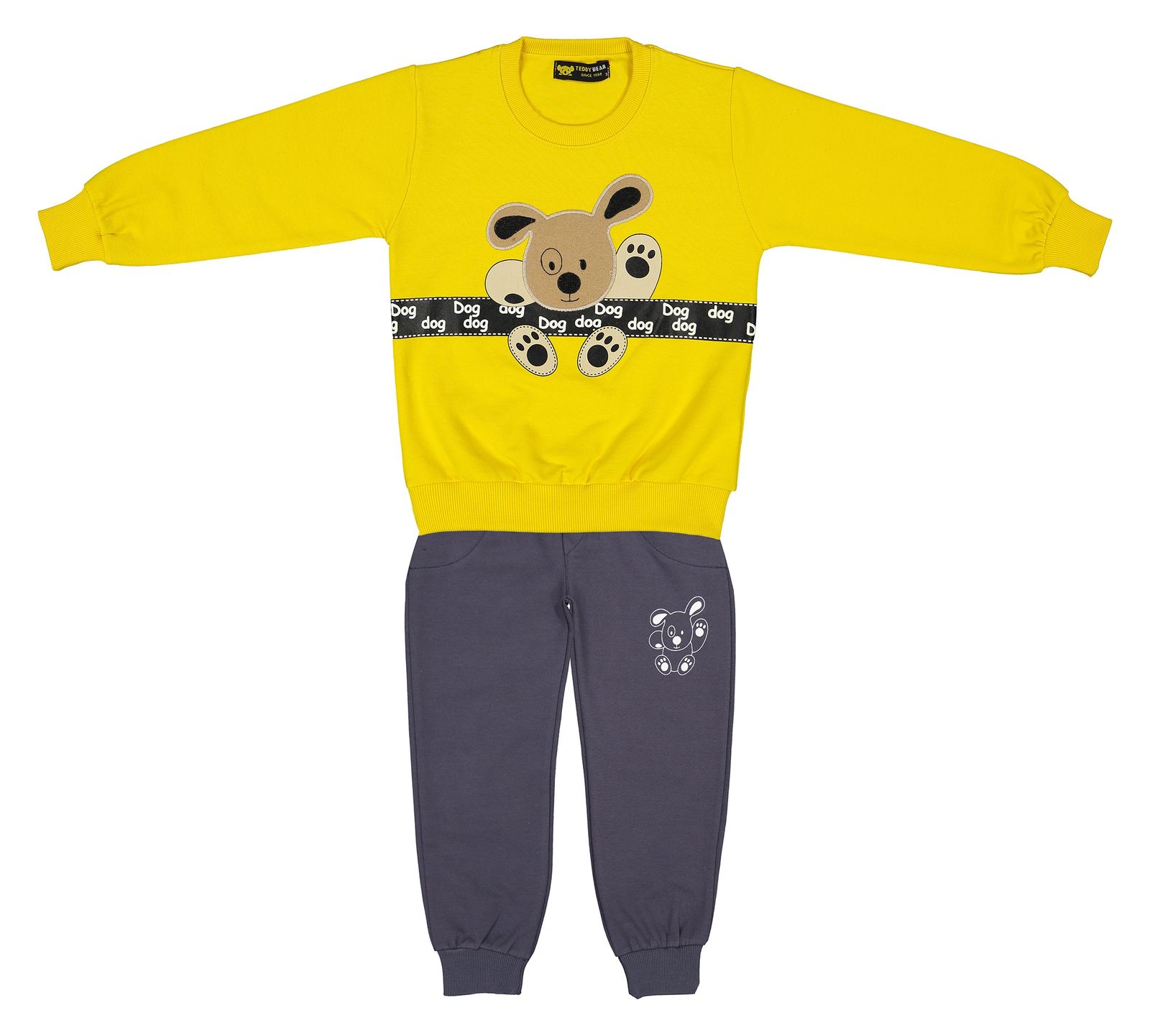 ست سویشرت و شلوار پسرانه خرس کوچولو مدل 2101105-16 - زرد - 1