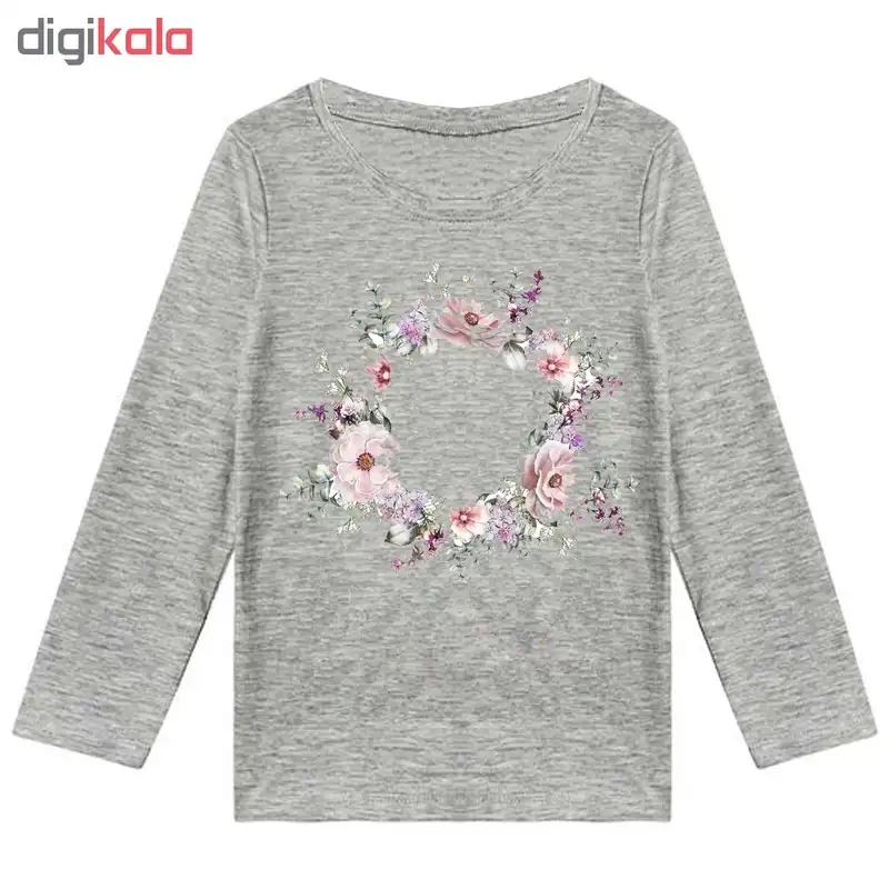 تیشرت آستین بلند دخترانه طرح حلقه گل کد K88