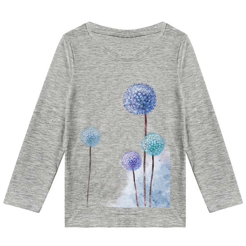 تیشرت آستین بلند دخترانه طرح قاصدک کد K99