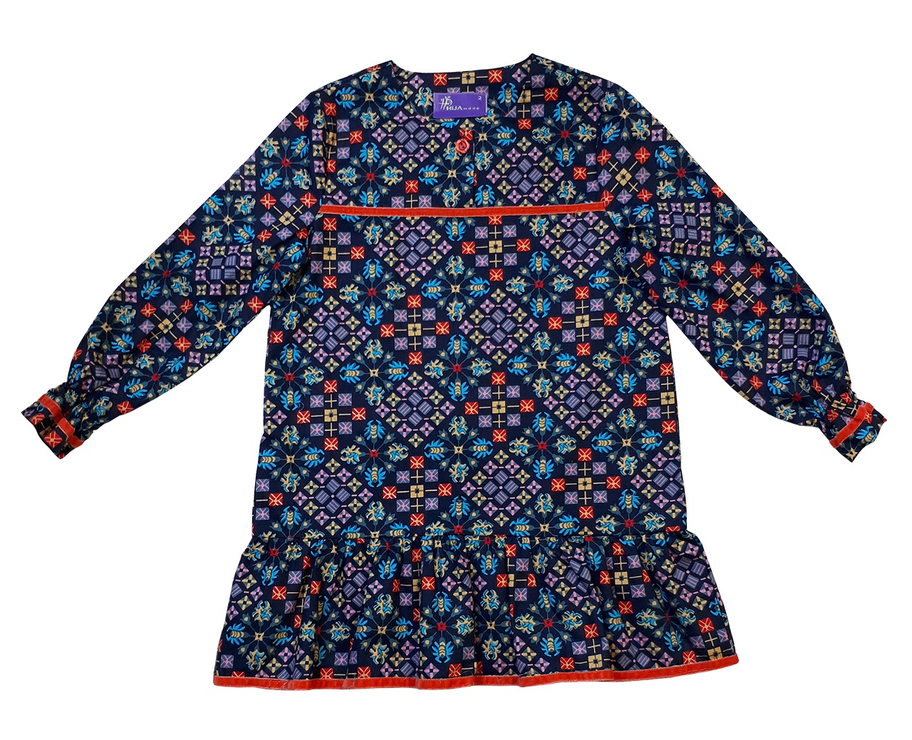 پیراهن دخترانه هیژاسان کد 636 رنگ سرمه ای