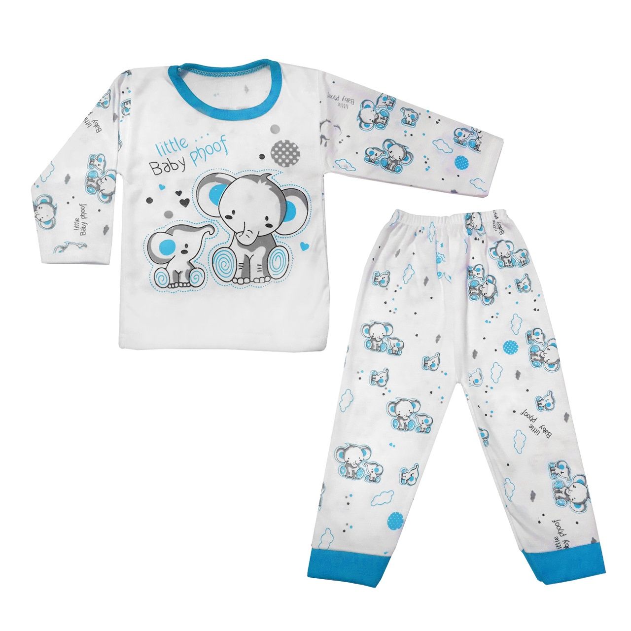 ست تی شرت و شلوار نوزادی طرح فیل کد BL0