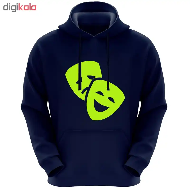 هودی زنانه طرح شاد و غمگین کد A54 رنگ سرمه ای