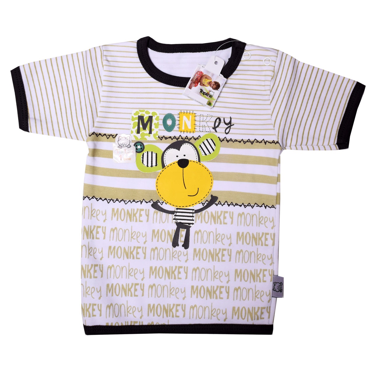 تی شرت آستین کوتاه نوزادی تاپ لاین طرح میمون کد 02