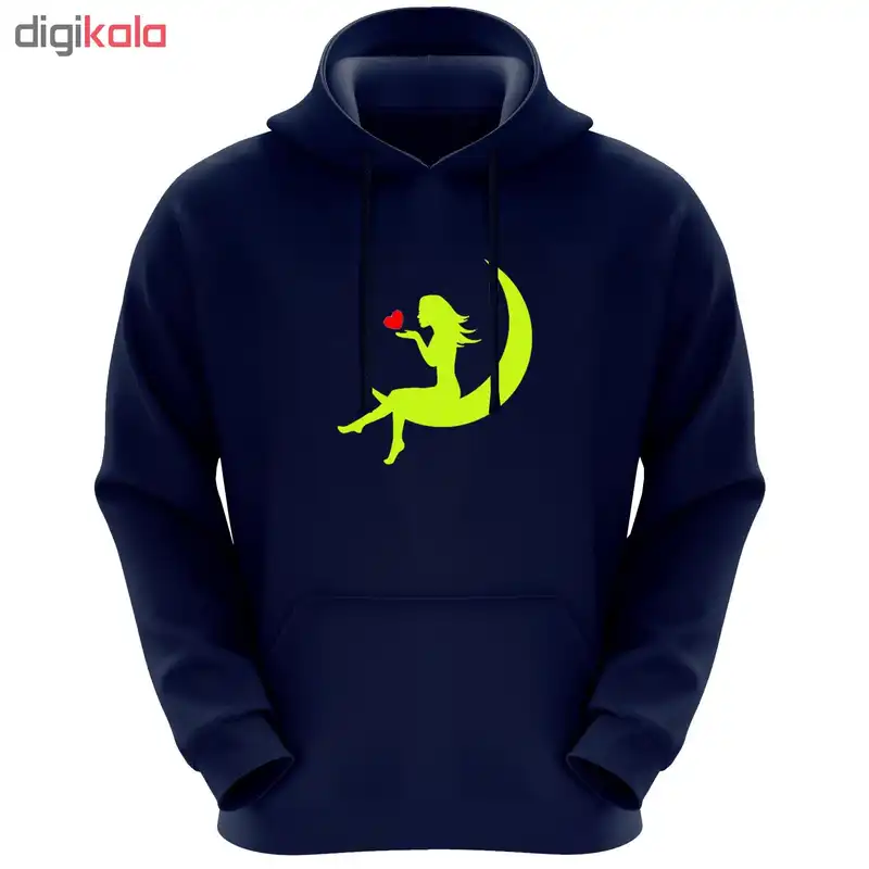 هودی زنانه طرح دختر و ماه کد A11 رنگ سرمه ای