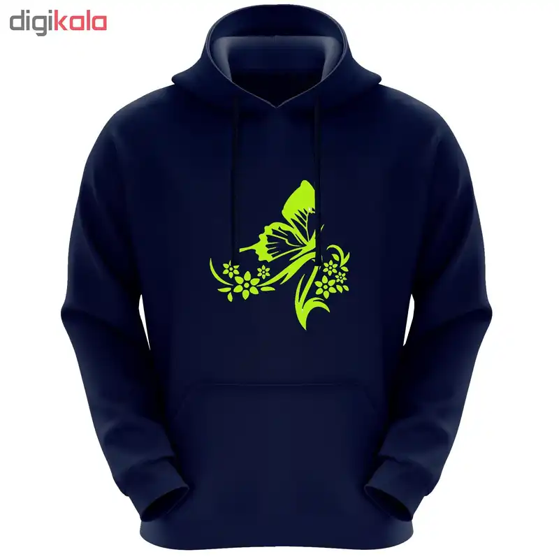 هودی زنانه طرح پروانه کد A78 رنگ سرمه ای