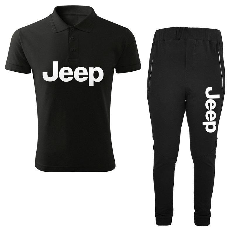 ست پولوشرت و شلوار مردانه  کد J 2047  رنگ مشکی