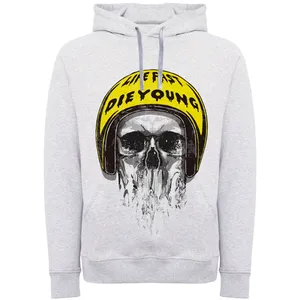 هودی مردانه طرح die young اسکلت کد F205