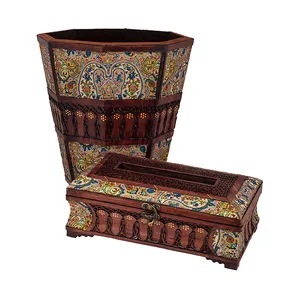ست سطل و جعبه دستمال کاغذی معرق کاری مدل ab0040