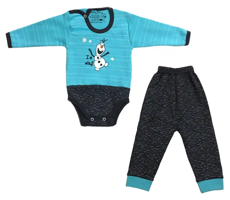 ست بادی و شلوار نوزاد طرح آدم برفی