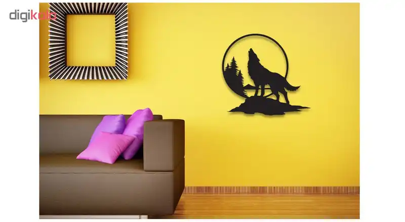 استیکر چوبی طرح گرگ و ماه کد E-223