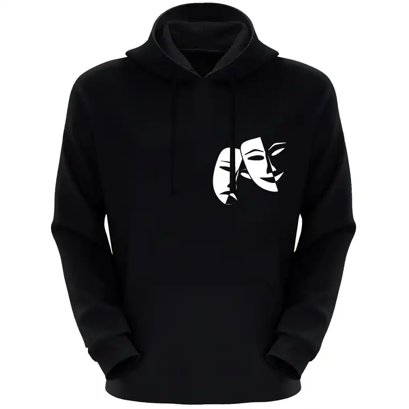 هودی زنانه طرح شاد و غمگین کد F98 رنگ مشکی