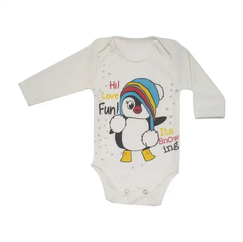 ست 3 تکه لباس نوزادی طرح پنگوئن کد M132