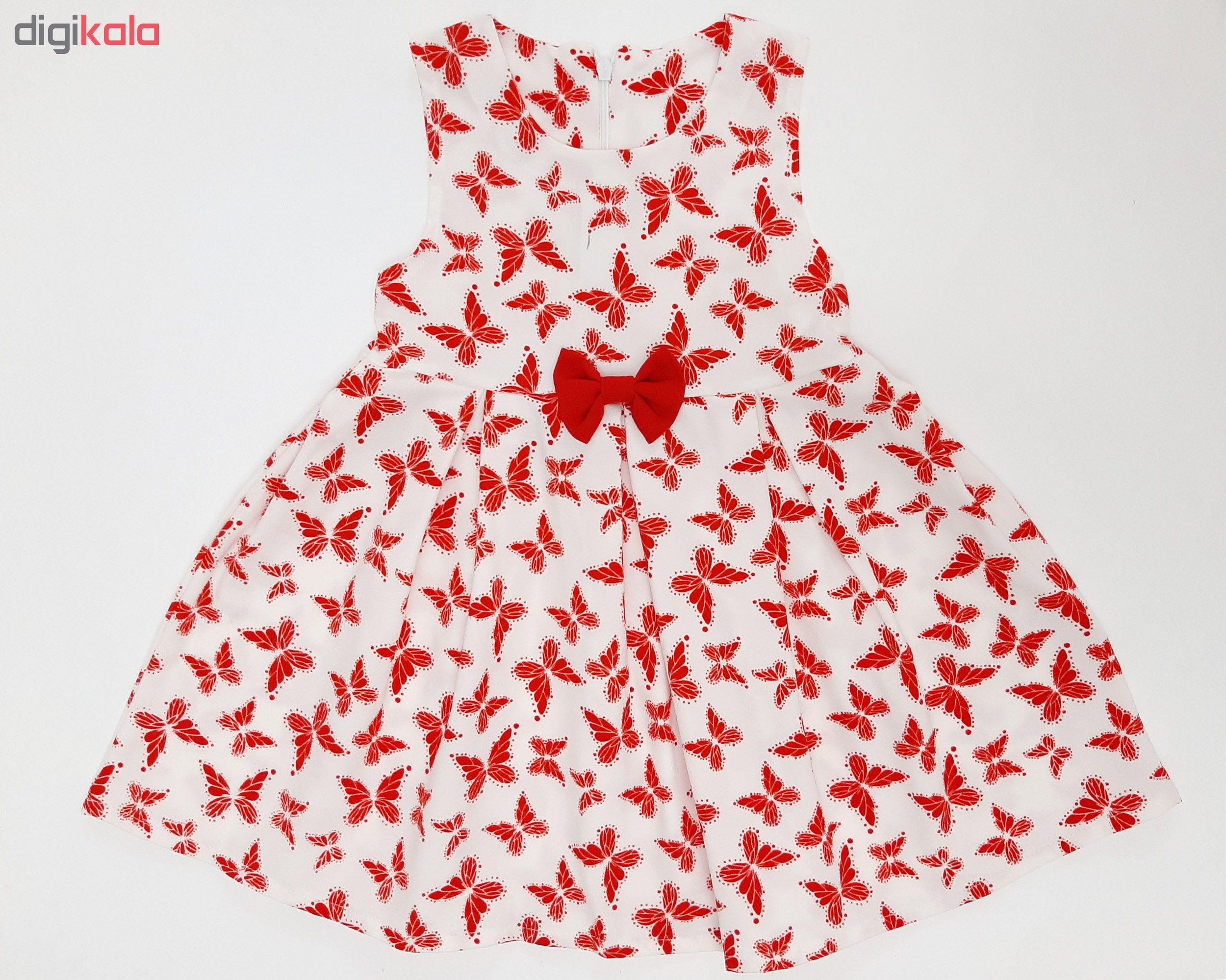 ست کت و پیراهن دخترانه طرح پروانه رنگ قرمز