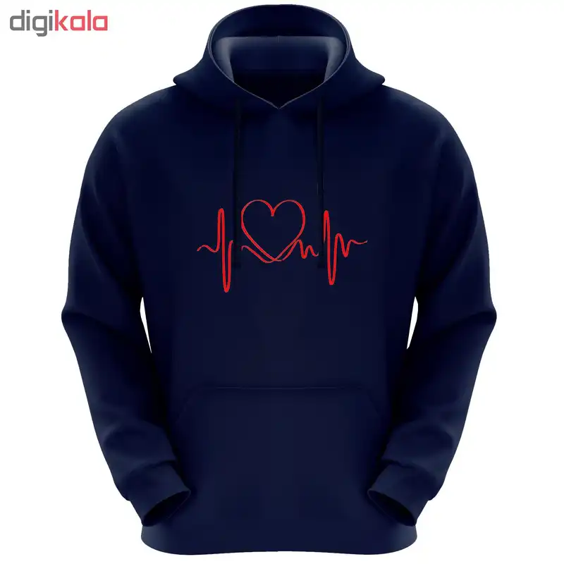 هودی زنانه طرح ضربان قلب کد FG75 رنگ سرمه ای
