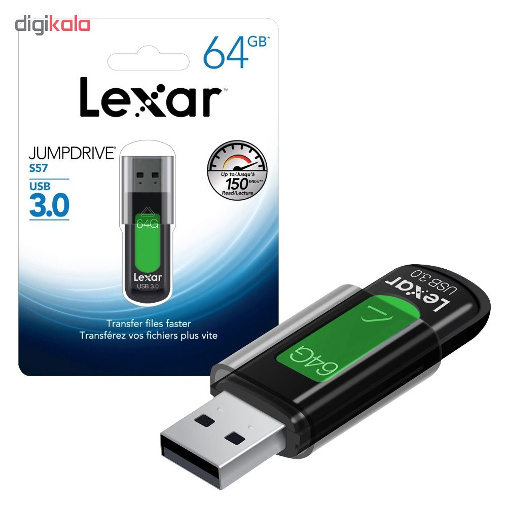 فلش مموری لکسار مدل JumpDrive S57 ظرفیت 64 گیگابایت