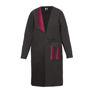 پالتو زنانه نسابانو مدل کنج کد 5110112 رنگ زغالی