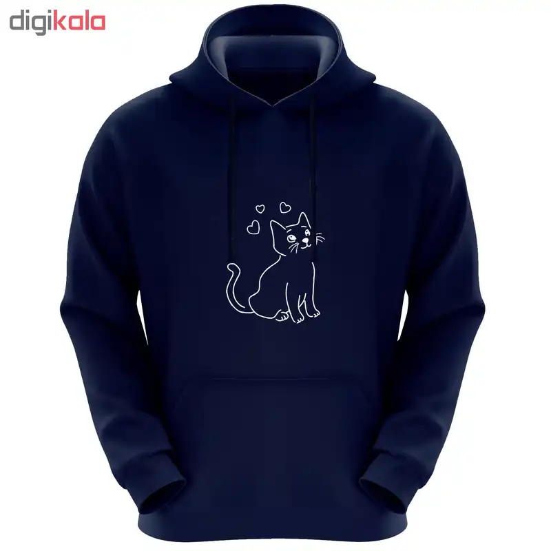 هودی زنانه طرح گربه کد F86 رنگ سرمه ای
