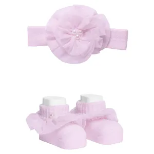 ست جوراب و هدبند نوزادی دخترانه کد 4091-2