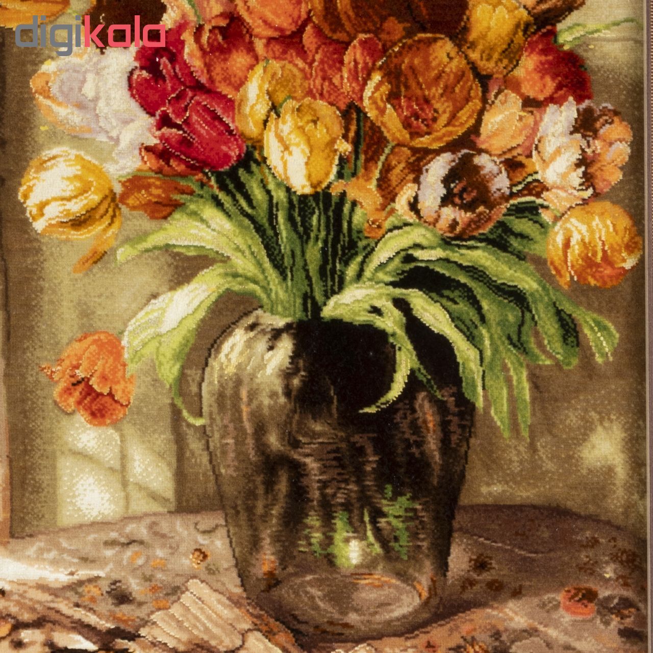  تابلو فرش دستباف سی پرشیا طرح گل های لاله در گلدان کد 9017