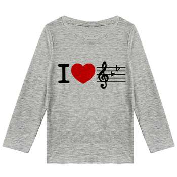 تیشرت آستین بلند  دخترانه طرح love music کد F12
