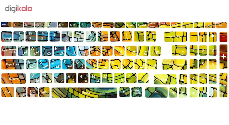 برچسب حروف فارسی کیبورد طرح ویترای کد ۰۱