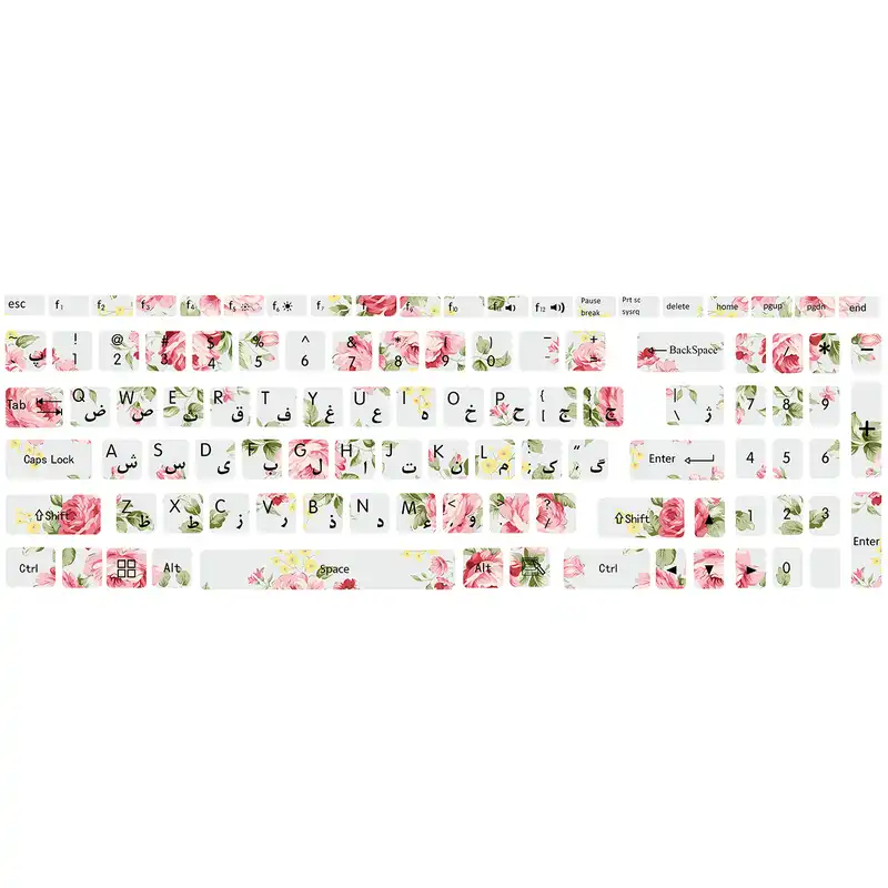 برچسب حروف فارسی کیبورد طرح گل رز کد ۰۱