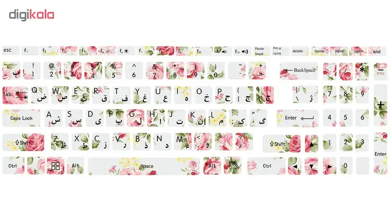 برچسب حروف فارسی کیبورد طرح گل رز کد ۰۱