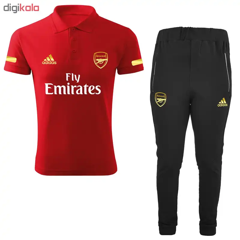 ست پولوشرت و شلوار ورزشی مردانه طرح آرسنال کد RS2021 رنگ قرمز
