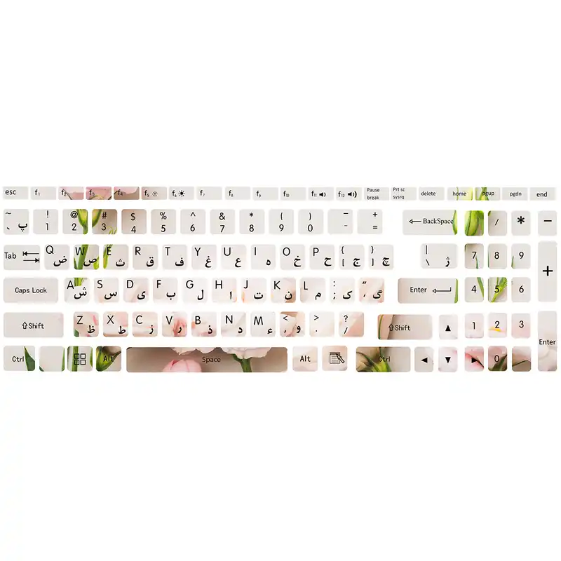 برچسب حروف فارسی کیبورد طرح گل کد ۰۱