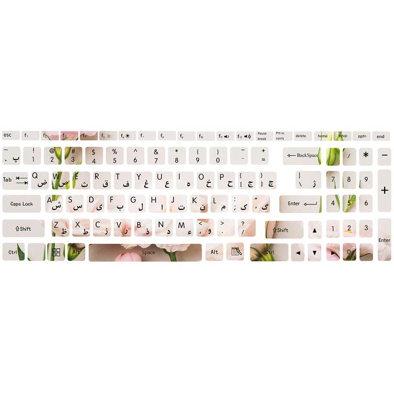 برچسب حروف فارسی کیبورد طرح گل کد ۰۱