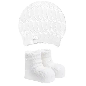 ست کلاه و جوراب نوزادی دخترانه کد 4349-1