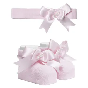 ست جوراب و هدبند نوزادی دخترانه کد 4085-1