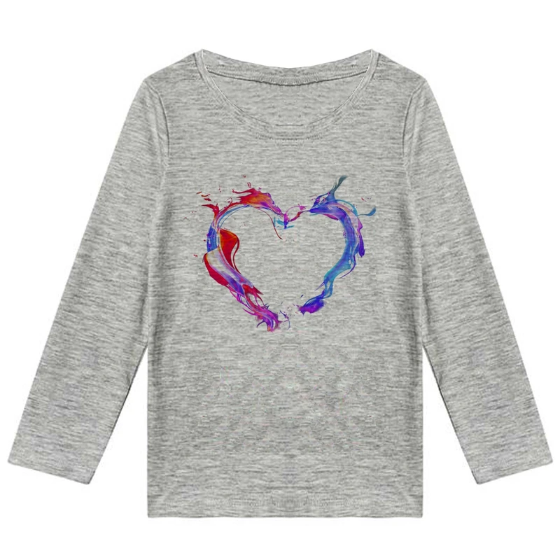تیشرت آستین بلند دخترانه طرح قلب کد F11