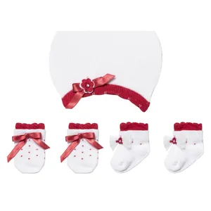 ست کلاه، دستکش و جوراب نوزادی دخترانه کد 3656-3