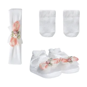 ست جوراب، پاپوش و هدبند نوزادی دخترانه کد 3753