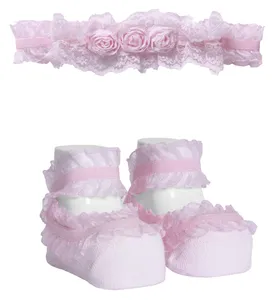 ست جوراب و هدبند نوزادی دخترانه کد 3607-2